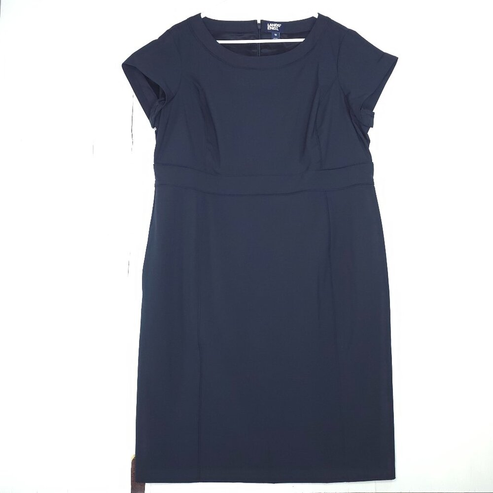 Lands End Navy Blue Short Sleeve Sheath Dress 18 Corpcore Chic